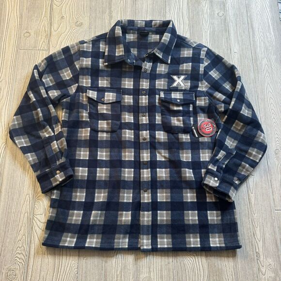 Colosseum Xavier Musketeers Logo Fleece Snap Jacket Men’s XXL Blue Shacket NWT - Picture 2 of 11